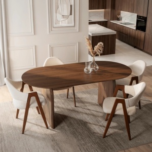 MASA EXTENSIBILA 200-300CM, ARTIM MEBLE, REALIZATA DIN MDF, CULOARE NUC, STIL MODERN - Img 2