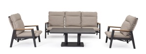 MASA EXTENSIBILA DE GRADINA/TERASA MIGUEL, NEAGRA, CONFECTIONATA DIN ALUMINIU, STIL MODERN - Img 2