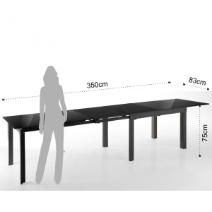 MASA EXTENSIBILA ELEGANTA 120/350CM, LONG BLACK, COD 3346, STIL MODERN, REALIZATA DIN METAL SI STICLA/MDF - Img 4