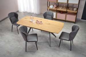 MASA EXTENSIBILA GUSTAVO, STEJAR AURIU/NEGRU, 140/180 CM, BLAT DIN MDF SI PICIOARE DIN METAL, STIL MODERN - Img 5