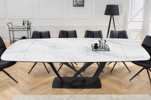 MASA EXTENSIBILA, PAPILLON 180/260CM, DIN CERAMICA/STICLA MARMURA ALBA SI METAL, ARTIM GROUP SELECTION