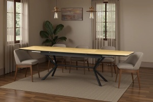 MASA EXTESIBILA DE MARI DIMENSIUNI, GRANDEZZA 180- 270CM, FURNIR LEMN DE STEJAR SI METAL, ASPECT STEJAR, ARTIM GROUP SELECTION - Img 5