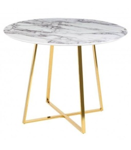 MASA LIVING CARAT, DIN METAL AURIU SI MDF INFOLIAT, CU FECT MARMURA, STIL MODERN