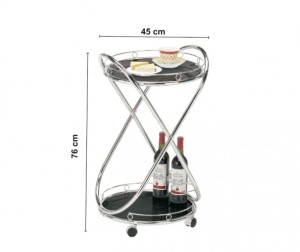 MASA MINI-BAR/SERVIRE B-145 CROM/NEGRU STIL MODERN - Img 2