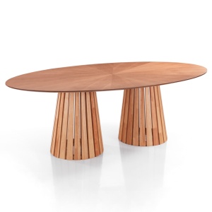 MASA ROTUNDA DE LUX, VOLGA 190CM, FINISAJ STEJAR, DIN LEMNA MASIV SI MDF, ARTIM GROUP SELECTION