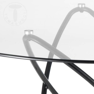 MASA ROTUNDA ELEGANTA 120CM, HULA HOOP, COD 2675, STIL MODERN, REALIZATA DIN METAL SI STICLA