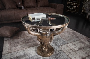 MASUTA CAFEA 56CM, MATADOR, METAL SI STICLA, BRONZ, STIL VINTAGE UNICAT - Img 4