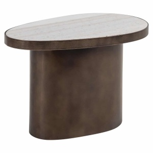 MASUTA DE CAFEA BILOXI, 214334, CONFECTIONATA DIN MDF, MARMURA ITALIANA, OTEL INOXIDABIL SI METAL, MARO SI BEJ, STIL MODERN