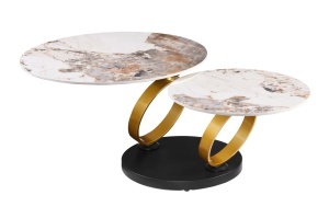 MASUTA DE CAFEA DEOSEBITA, RINGS 220CM, REALIZATA DIN CERAMICA SI METAL, CULOARE MARMURA/AURIU, INVICTA INTERIOR - Img 4
