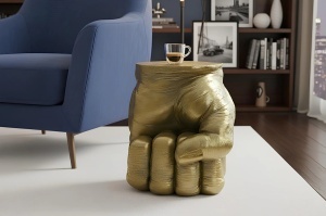 MASUTA DE CAFEA, FIST 50CM, REALIZAT DIN POLIRASINA, CULOARE AURIE, REALIZAT MANUAL, ARTIM GROUP SELECTION