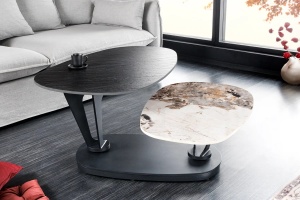 MASUTA DE CAFEA, MOVEMENT 95-160CM, DIN METAL SI CERAMICA, NEGRU/ASPECT PIATRA, ARTIM GROUP SELECTION