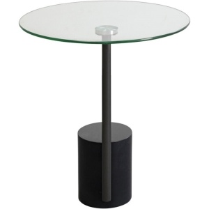 MASUTA DE CAFEA TORI 46 CM, NEAGRA, CONFECTIONATA DIN STICLA SI OTEL, STIL MODERN - Img 2