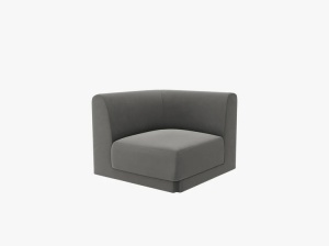 MODUL CANAPEA MILEY, GRI, CU TAPITERIE DIN CATIFEA BLUVEL, MICADONI - Img 2