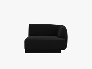 MODUL CANAPEA MILEY, PE DREAPTA, NEGRU, CU TAPITERIE DIN CATIFEA BLUVEL, MICADONI