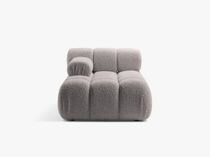 MODUL SEZLONG COLTAR BELLS, PE STANGA, GRI DESCHIS, CU TAPITERIE DIN TEXTIL BOUCLE ROLF, MICADONI