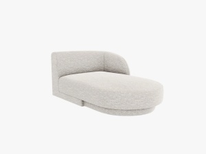 MODUL SEZLONG MILEY, PE DREAPTA, ARGINTIU, CU TAPITERIE DIN TEXTIL CHENILLE EDEN, MICADONI