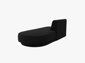 MODUL SEZLONG MILEY, PE DREAPTA, NEGRU, CU TAPITERIE DIN CATIFEA BLUVEL, MICADONI
