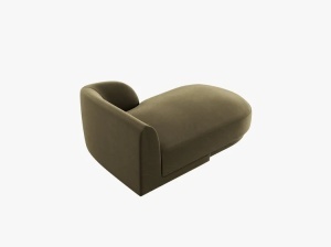 MODUL SEZLONG MILEY, PE DREAPTA, VERDE MASLINIU INCHIS, CU TAPITERIE DIN CATIFEA BLUVEL, MICADONI - Img 3