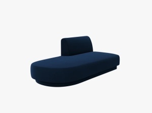 MODUL SEZLONG MILEY, PE STANGA, ALBASTRU ROYAL, CU TAPITERIE DIN CATIFEA BLUVEL, MICADONI - Img 2