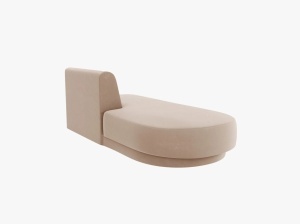 MODUL SEZLONG MILEY, PE STANGA, CAPPUCCINO, CU TAPITERIE DIN CATIFEA BLUVEL, MICADONI