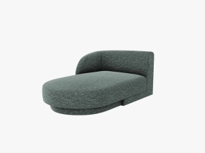 MODUL SEZLONG MILEY, PE STANGA, VERDE BENZINA, CU TAPITERIE DIN TEXTIL CHENILLE HAGA, MICADONI