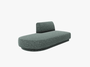 MODUL SEZLONG MILEY, PE STANGA, VERDE BENZINA, CU TAPITERIE DIN TEXTIL CHENILLE HAGA, MICADONI