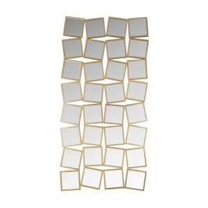 OGLINDA BADIA GOLD, MI-0095, CONFECTIONATA DIN METAL, STICLA SI LEMN RECICLAT, STIL MODERN