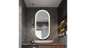 OGLINDA BAIE REA OVL, CU LED, 50x100CM, AURIU PERIAT, DIN STICLA, CALITATE SUPERIOARA - Img 3