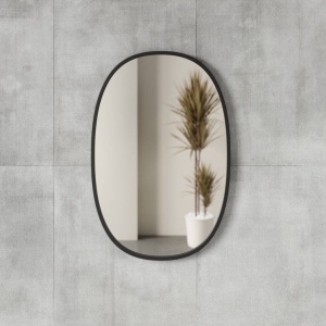 OGLINDA DE PERETE OVALA HUB, NEAGRA, 91X61 CM, RAMA DIN CAUCIUC, STIL MODERN, B2 - Img 6
