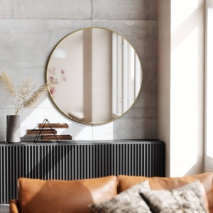 OGLINDA DE PERETE ROTUNDA, HUBBA, AURIE, 86 CM, STIL MODERN, B2