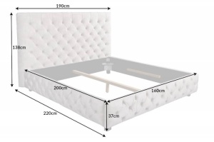 PAT DEOSEBIT, PARIS 160X200, DIN LEMN MASIV SI CATIFEA DE CULOARE CHAMPAGNE, STIL CHESTERFIELD - Img 6