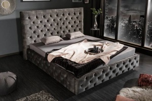 PAT DEOSEBIT, PARIS 180X200, DIN LEMN MASIV SI CATIFEA DE CULOARE OLIVE GRI, STIL CHESTERFIELD - Img 2