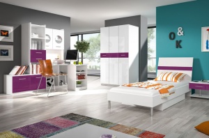 PAT PENTRU CAMERA COPII RAJ1 KM ALB/VIOLET DESIGN MODERN