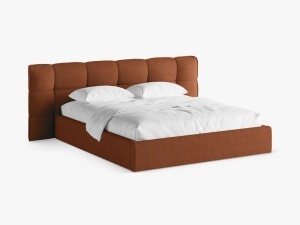 PAT TAPITAT ERIC, 140X200, CARAMIZIU, CU TAPITERIE DIN TEXTIL BOUCLE SICURO, MICADONI
