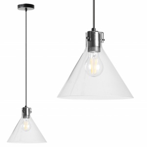 PENDUL GLASS LOFT APP316-1CP, 23,5x108 cm, NEGRU SI ARGINTIU, DIN STICLA SI METAL, STIL MODERN, TU