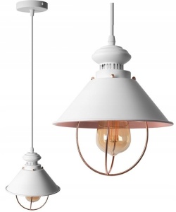 PENDUL LINZ WHITE LAMP, 22x22 cm, ALB SI ROZ, DIN ALUMINIU, STIL MODERN, TU