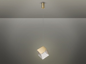 PENDUL PRISCILA, 24 CM, AURIU/TRANSPARENT, DIN METAL SI STICLA, STIL MODERN