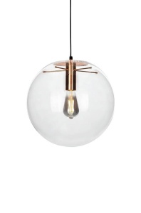 PENDUL SANDRA 20, CUPRU/TRANSPARENT, DIN METAL SI STICLA, STIL MODERN
