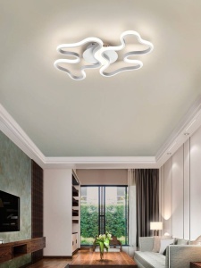 PLAFONIERA MAREA, 59 CM, ALB/OPAL, DIN METAL, ALUMINIU SI SILICON, STIL MODERN