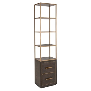 RAFT ORGANIZATOR CARTER 214129, CONFECTIONAT DIN METAL, LEMN DE STEJAR, FURNIR SI PAL, CULOARE AURIE/MARO, STIL MODERN