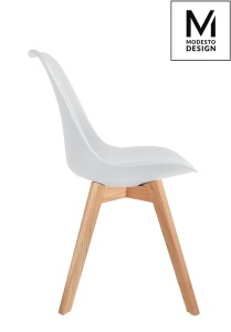 SCAUN ALB DIN POLIPROPILENA CU PICIOARE DIN LEMN NORDIC STIL MODERN B2 - Img 3