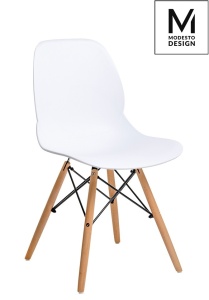 SCAUN ALB DIN POLIPROPILENA LEAF WOOD STIL MODERN B2 - Img 6