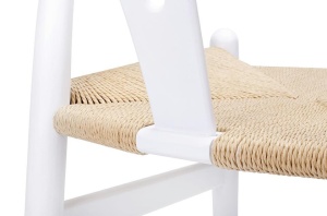 SCAUN ALB WISHBONE DIN LEMN CU FIBRE NATURALE STIL MODERN B2 - Img 5