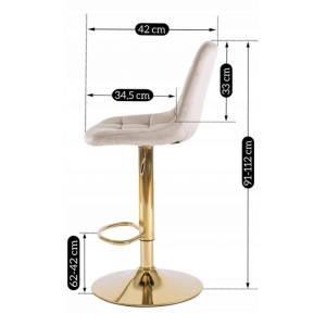 SCAUN BAR, ARTIM MEBLE, REALIZAT DIN CATIFEA SI METAL, CULOARE BEJ/AURIU, STIL MODERN - Img 8