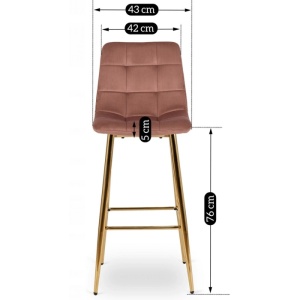 SCAUN BAR, ARTIM MEBLE, REALIZAT DIN CATIFEA SI METAL, CULOARE ROZ/AURIU, STIL MODERN - Img 6