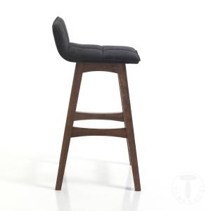 SCAUN BAR, VARM 84CM, NUC, CADRUL DIN LEMN SI STOFA GRI, STIL MODERN, COD 3691 - Img 2