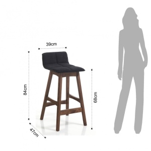 SCAUN BAR, VARM 84CM, NUC, CADRUL DIN LEMN SI STOFA GRI, STIL MODERN, COD 3691 - Img 4