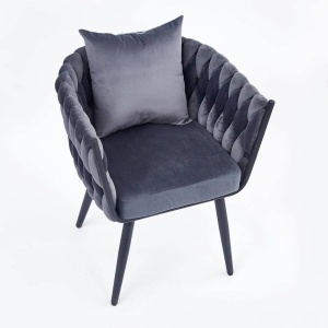 SCAUN CONFORTABIL AVATAR 2, GRI/NEGRU, TAPITERIE DIN CATIFEA SI PICIOARE DIN METAL, STIL MODERN - Img 7