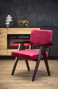 SCAUN CONFORTABIL MEMORY, BORDO MONOLITH 59/NUC, TAPITERIE DIN CATIFEA SI PICIOARE DIN LEMN, STIL MODERN - Img 1