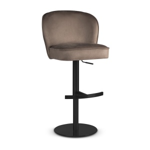 SCAUN DE BAR AINE SUPREME PUMP 60 CM, BEJ/NEGRU, TAPITERIE DIN TEXTIL, SPUMA, ARCURI SI METAL, STIL MODERN